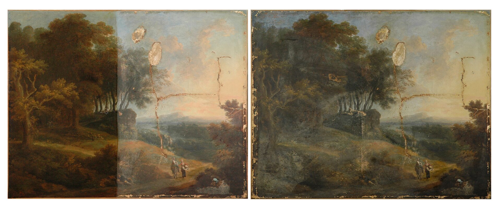 Picture of painting of french landscape before conservation