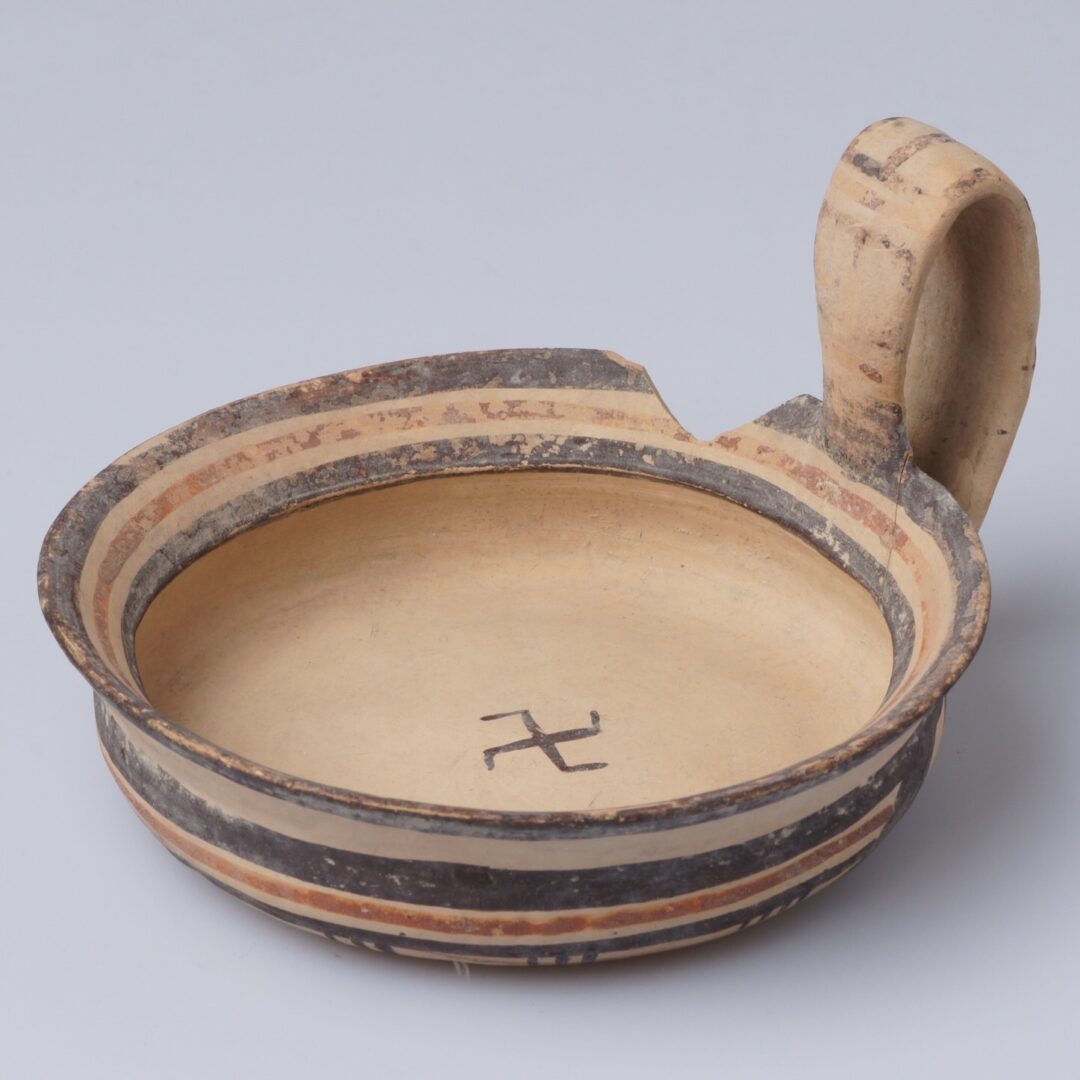 Cracked Etruscan ceramics before restoration