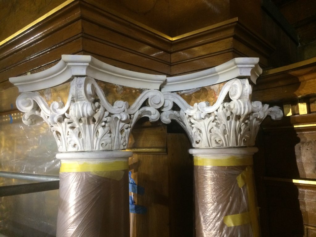 Column capital during gilding conservation