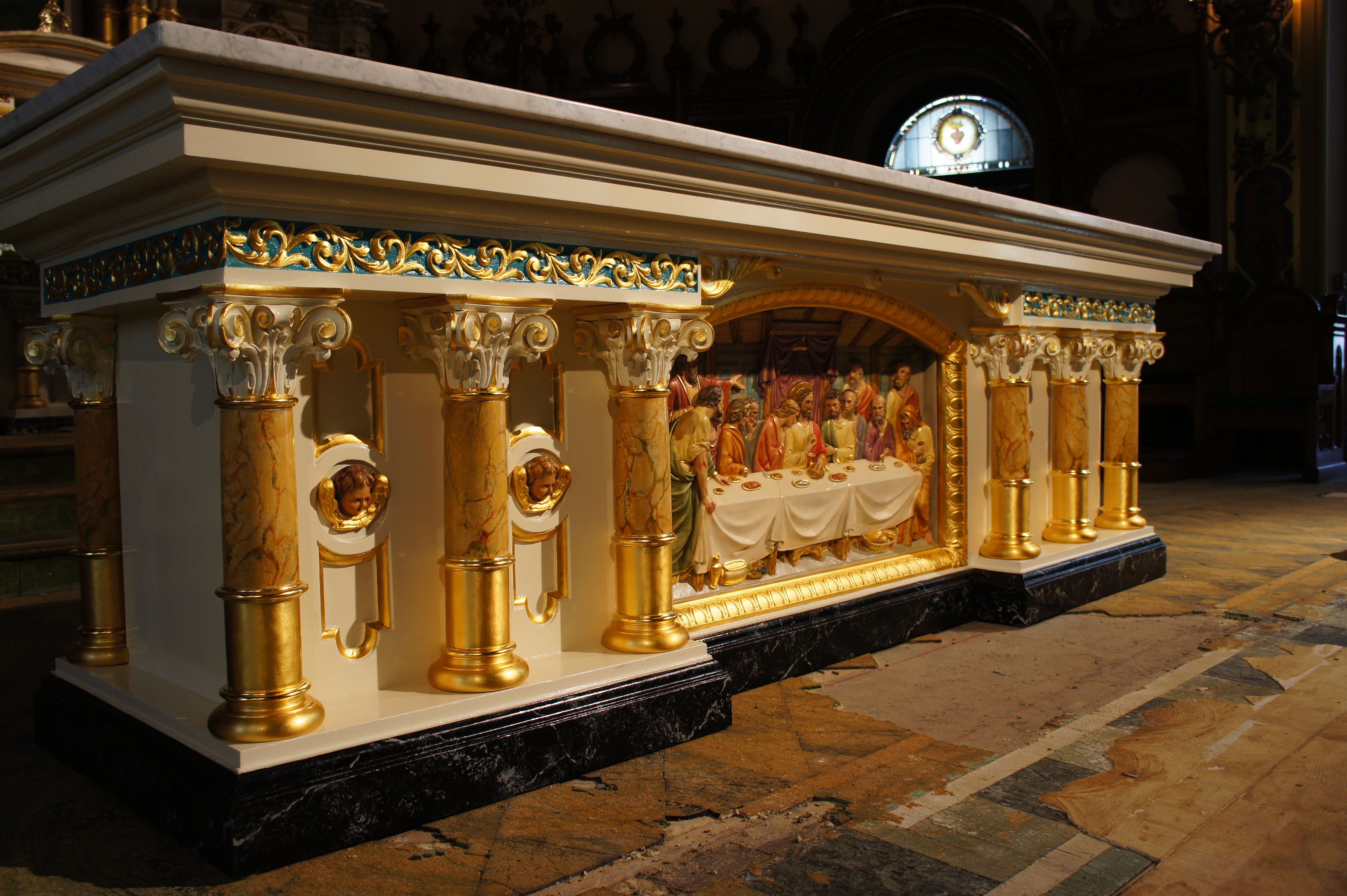 Side view of tabernacle after gilding restoration