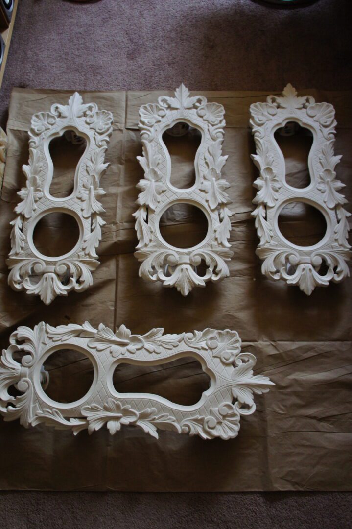 Wooden ornament during gilding restoration and preparation