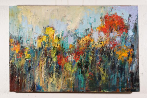 Abstract flowers painting with many colors