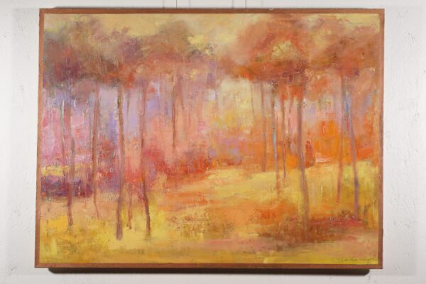 Abstract Oil Painting of Trees in a Forest