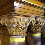 Column capitals during gilding restoration process at St. Cantius Church in Chicago