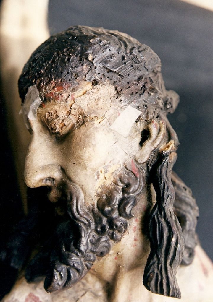 Jesus Christ before sculpture restoration