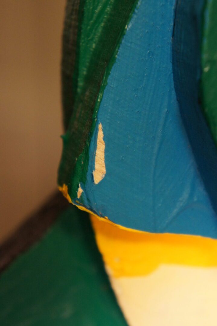 Close up of Karel Appel sculpture before conservation